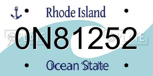 0N81252 Rhode Island License Plate