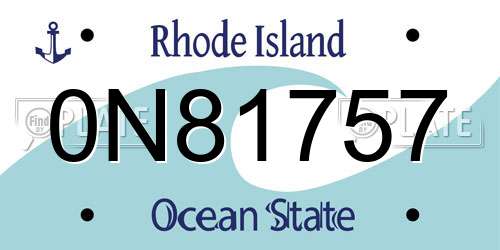0N81757 Rhode Island License Plate