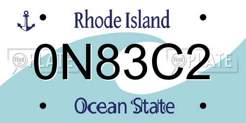 0N83C2 Rhode Island License Plate