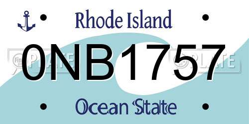0NB1757 Rhode Island License Plate