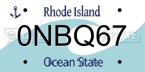 0NBQ67 Rhode Island License Plate