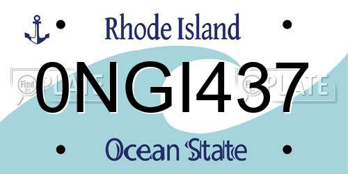 0NGI437 Rhode Island License Plate