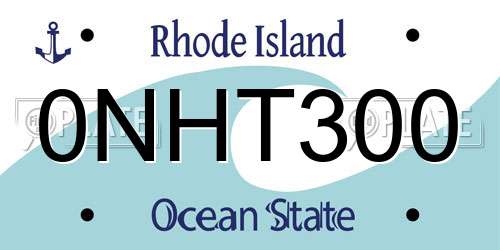0NHT300 Rhode Island License Plate