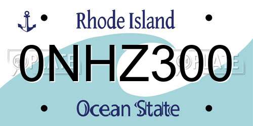 0NHZ300 Rhode Island License Plate