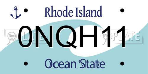 0NQH11 Rhode Island License Plate