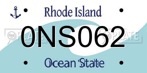 0NS062 Rhode Island License Plate