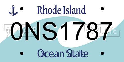 0NS1787 Rhode Island License Plate