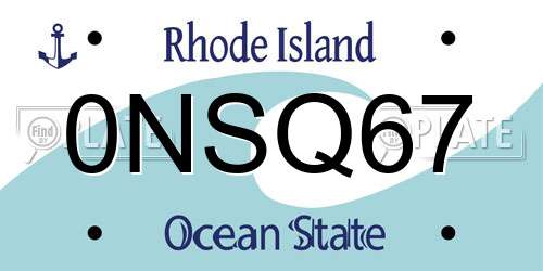 0NSQ67 Rhode Island License Plate