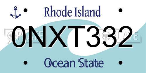 0NXT332 Rhode Island License Plate
