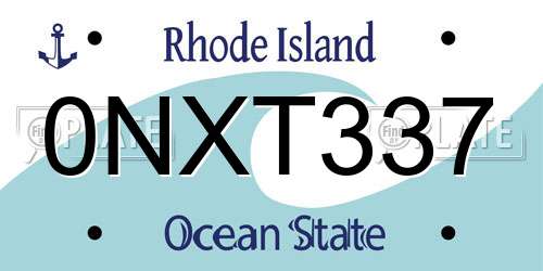0NXT337 Rhode Island License Plate