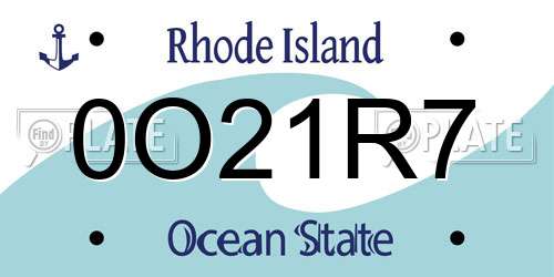 0O21R7 Rhode Island License Plate
