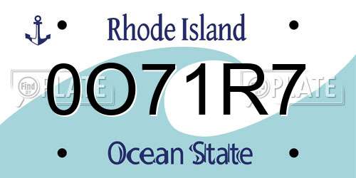 0O71R7 Rhode Island License Plate