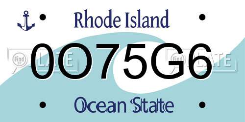 0O75G6 Rhode Island License Plate