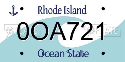 0OA721 Rhode Island License Plate