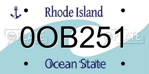 0OB251 Rhode Island License Plate