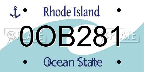 0OB281 Rhode Island License Plate