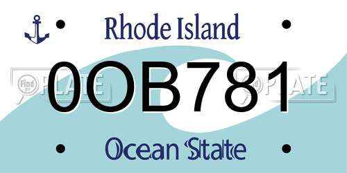 0OB781 Rhode Island License Plate