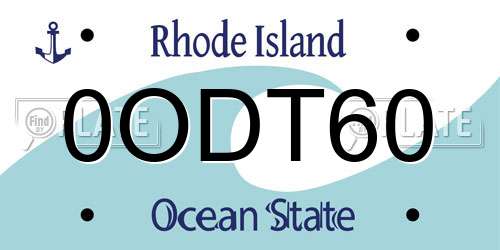 0ODT60 Rhode Island License Plate