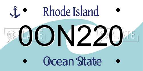 0ON220 Rhode Island License Plate