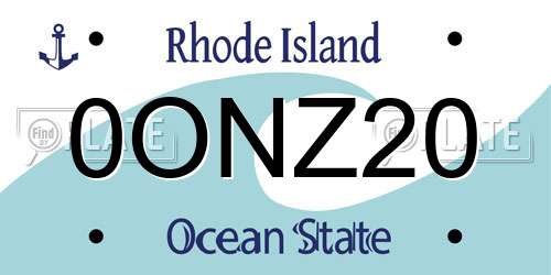 0ONZ20 Rhode Island License Plate