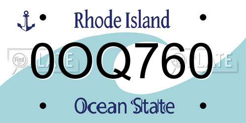 0OQ760 Rhode Island License Plate