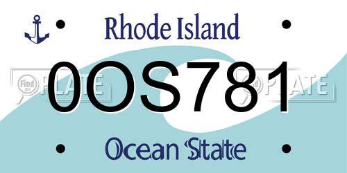 0OS781 Rhode Island License Plate