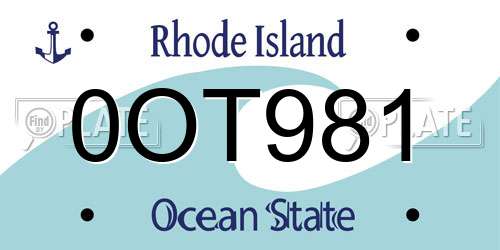 0OT981 Rhode Island License Plate