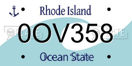 0OV358 Rhode Island License Plate