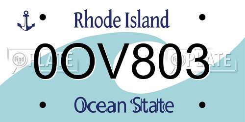 0OV803 Rhode Island License Plate