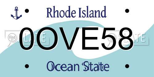 0OVE58 Rhode Island License Plate