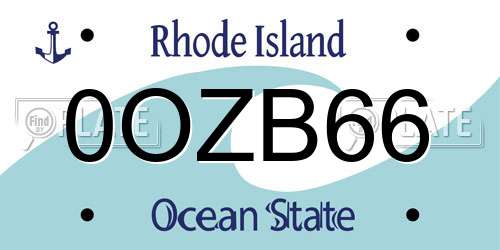 0OZB66 Rhode Island License Plate