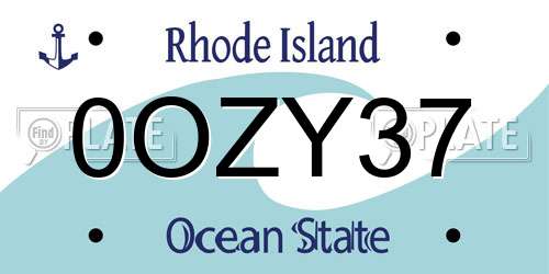 0OZY37 Rhode Island License Plate
