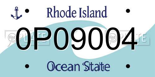 0P09004 Rhode Island License Plate