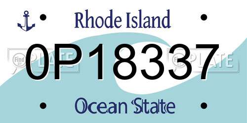 0P18337 Rhode Island License Plate