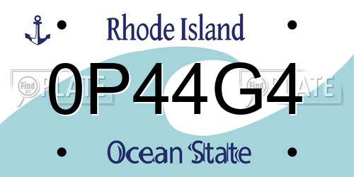 0P44G4 Rhode Island License Plate