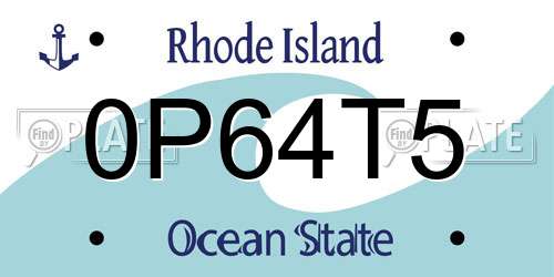 0P64T5 Rhode Island License Plate