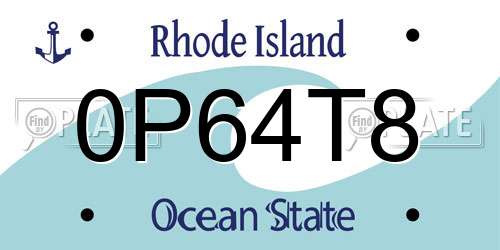 0P64T8 Rhode Island License Plate
