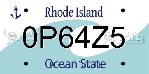 0P64Z5 Rhode Island License Plate