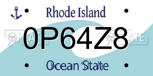 0P64Z8 Rhode Island License Plate
