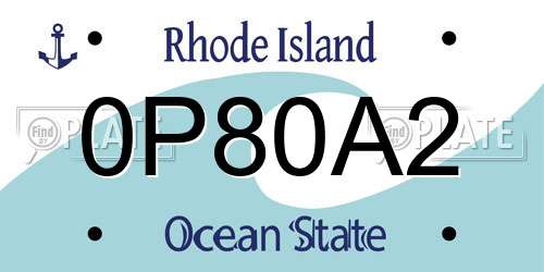 0P80A2 Rhode Island License Plate