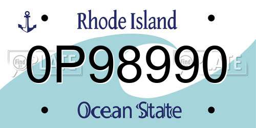 0P98990 Rhode Island License Plate