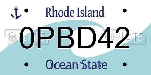 0PBD42 Rhode Island License Plate