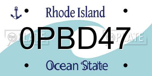 0PBD47 Rhode Island License Plate