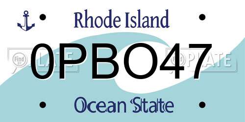 0PBO47 Rhode Island License Plate