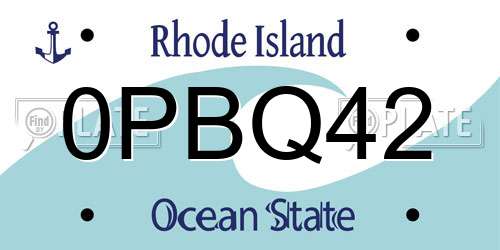 0PBQ42 Rhode Island License Plate