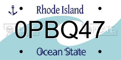 0PBQ47 Rhode Island License Plate