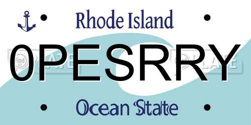 0PESRRY Rhode Island License Plate