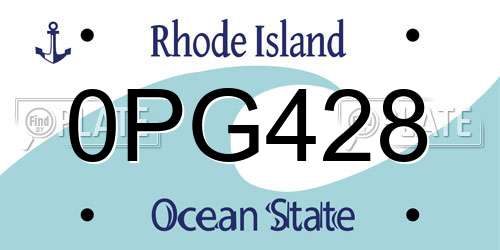 0PG428 Rhode Island License Plate