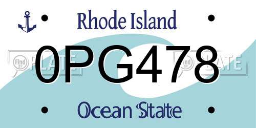 0PG478 Rhode Island License Plate