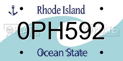 0PH592 Rhode Island License Plate